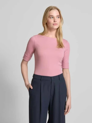 T-shirt z prążkowanym dekoltem w łódkę model ‘JUDY’ Lauren Ralph Lauren