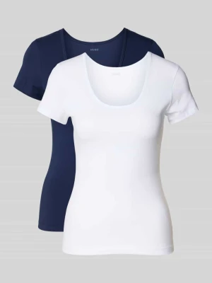T-shirt z prążkowanym dekoltem w łódkę w zestawie 2 szt. HUGO