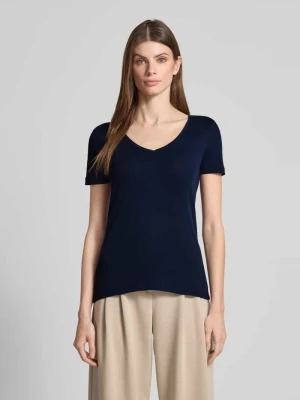 T-shirt z prążkowanym dekoltem w serek Christian Berg Woman