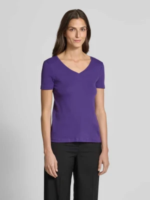 T-shirt z prążkowanym dekoltem w serek Christian Berg Woman