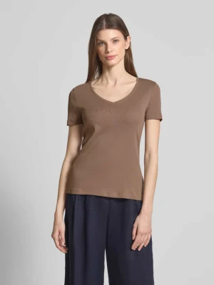 T-shirt z prążkowanym dekoltem w serek Christian Berg Woman