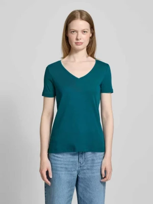 T-shirt z prążkowanym dekoltem w serek Christian Berg Woman