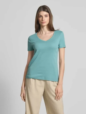 T-shirt z prążkowanym dekoltem w serek Christian Berg Woman