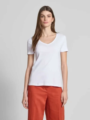 T-shirt z prążkowanym dekoltem w serek Christian Berg Woman