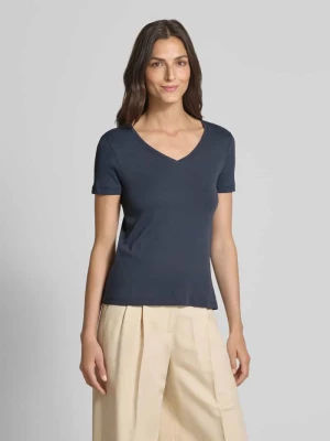 T-shirt z prążkowanym dekoltem w serek Christian Berg Woman