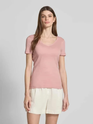 T-shirt z prążkowanym dekoltem w serek Christian Berg Woman