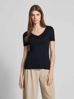 T-shirt z prążkowanym dekoltem w serek Christian Berg Woman