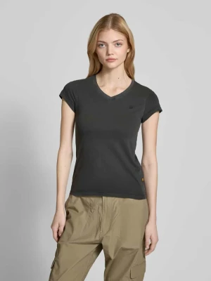 T-shirt z prążkowanym dekoltem w serek G-Star Raw