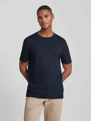 T-shirt z prążkowanym dekoltem w serek model 'TIBURT' Boss