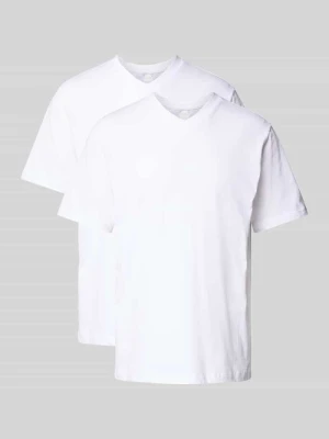 T-shirt z prążkowanym dekoltem w serek w Zestaw 2 szt. Schiesser Biały