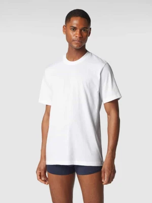 T-shirt z prążkowanym Okrągły dekolt w Zestaw 2 szt. Schiesser Biały