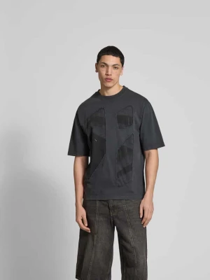 T-shirt z prążkowanym okrągłym dekoltem A-Cold-Wall Czarny