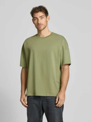 T-shirt z prążkowanym okrągłym dekoltem American vintage