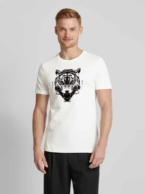 T-shirt z prążkowanym okrągłym dekoltem Antony Morato