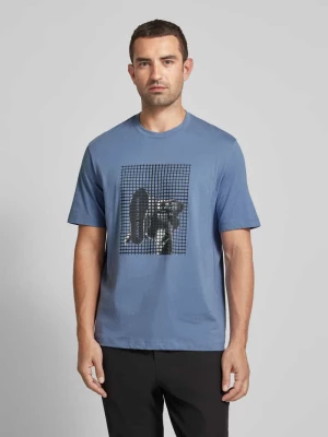 T-shirt z prążkowanym okrągłym dekoltem Armani Exchange