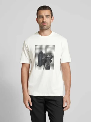 T-shirt z prążkowanym okrągłym dekoltem Armani Exchange