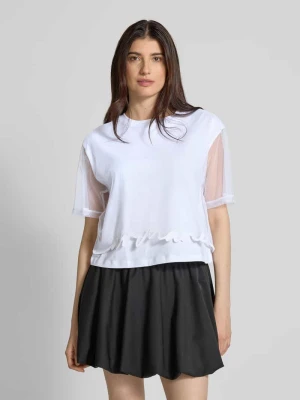 T-shirt z prążkowanym okrągłym dekoltem Armani Exchange
