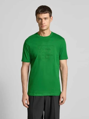 T-shirt z prążkowanym okrągłym dekoltem Armani Exchange