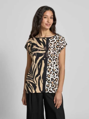 T-shirt z prążkowanym okrągłym dekoltem Betty Barclay