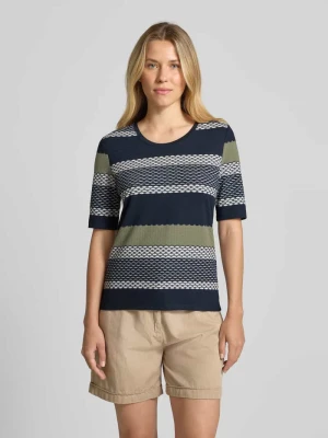 T-shirt z prążkowanym okrągłym dekoltem Betty Barclay