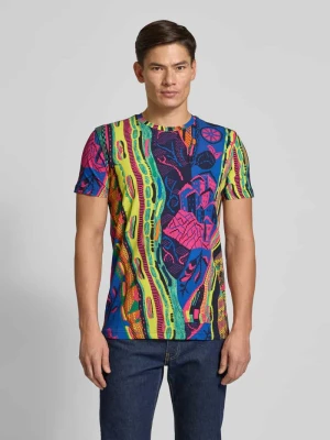 T-shirt z prążkowanym okrągłym dekoltem carlo colucci