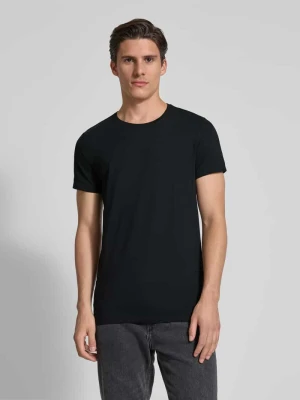 T-shirt z prążkowanym okrągłym dekoltem casual friday