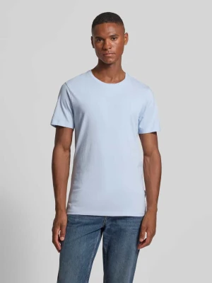 T-shirt z prążkowanym okrągłym dekoltem casual friday