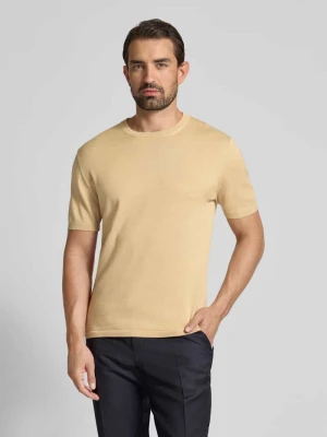 T-shirt z prążkowanym okrągłym dekoltem Christian Berg Men