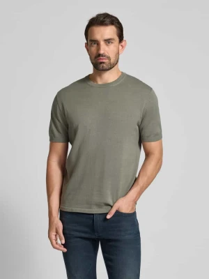 T-shirt z prążkowanym okrągłym dekoltem Christian Berg Men