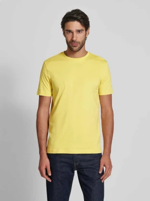 Zdjęcie produktu T-shirt z prążkowanym okrągłym dekoltem Christian Berg Jasnożółty
