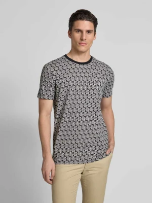 T-shirt z prążkowanym okrągłym dekoltem Christian Berg Men