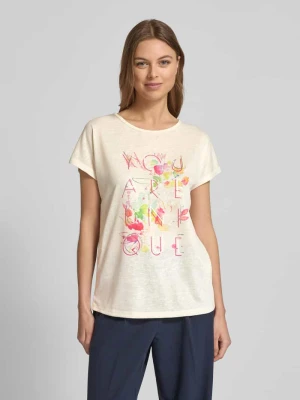 T-shirt z prążkowanym okrągłym dekoltem Christian Berg Woman