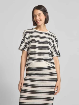 T-shirt z prążkowanym okrągłym dekoltem Christian Berg Woman