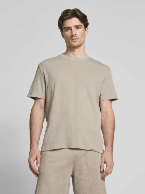 T-shirt z prążkowanym okrągłym dekoltem CK Calvin Klein