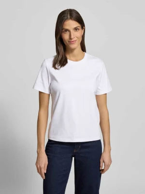 T-shirt z prążkowanym okrągłym dekoltem comma