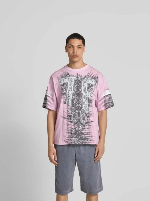 T-shirt z prążkowanym okrągłym dekoltem Diesel Biały