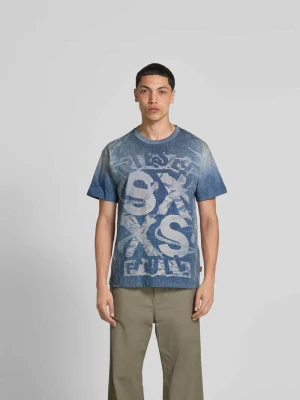 T-shirt z prążkowanym okrągłym dekoltem Diesel Niebieski