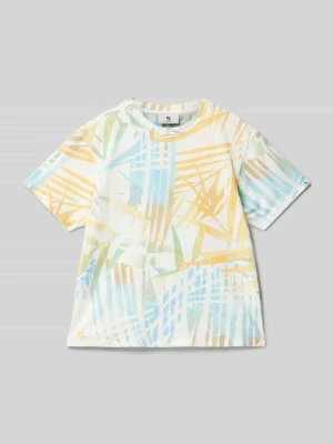 T-shirt z prążkowanym okrągłym dekoltem Garcia