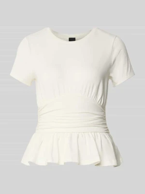 T-shirt z prążkowanym okrągłym dekoltem Gina Tricot