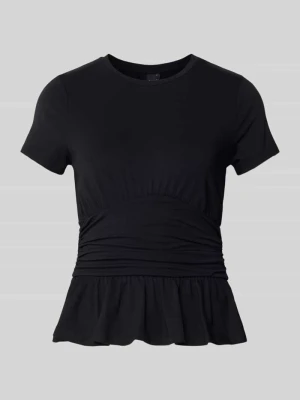 T-shirt z prążkowanym okrągłym dekoltem Gina Tricot