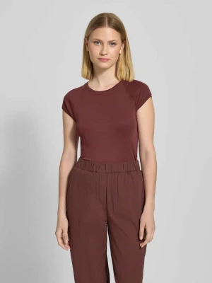 T-shirt z prążkowanym okrągłym dekoltem JAKE*S STUDIO WOMAN