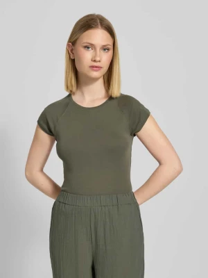 T-shirt z prążkowanym okrągłym dekoltem JAKE*S STUDIO WOMAN