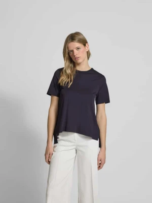 T-shirt z prążkowanym okrągłym dekoltem Joseph Granatowy