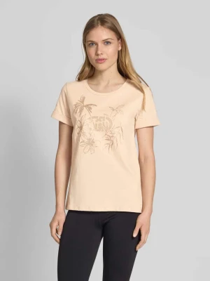 T-shirt z prążkowanym okrągłym dekoltem LIU JO SPORT