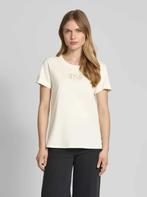 T-shirt z prążkowanym okrągłym dekoltem LIU JO SPORT