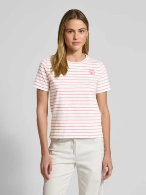 T-shirt z prążkowanym okrągłym dekoltem LUISA CERANO