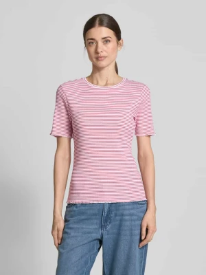 T-shirt z prążkowanym okrągłym dekoltem maerz muenchen