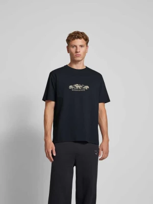 T-shirt z prążkowanym okrągłym dekoltem Maison Kitsuné Czarny