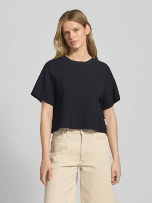 T-shirt z prążkowanym okrągłym dekoltem Marc O'Polo DENIM