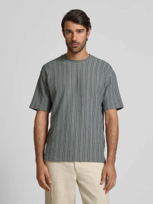 T-shirt z prążkowanym okrągłym dekoltem MCNEAL